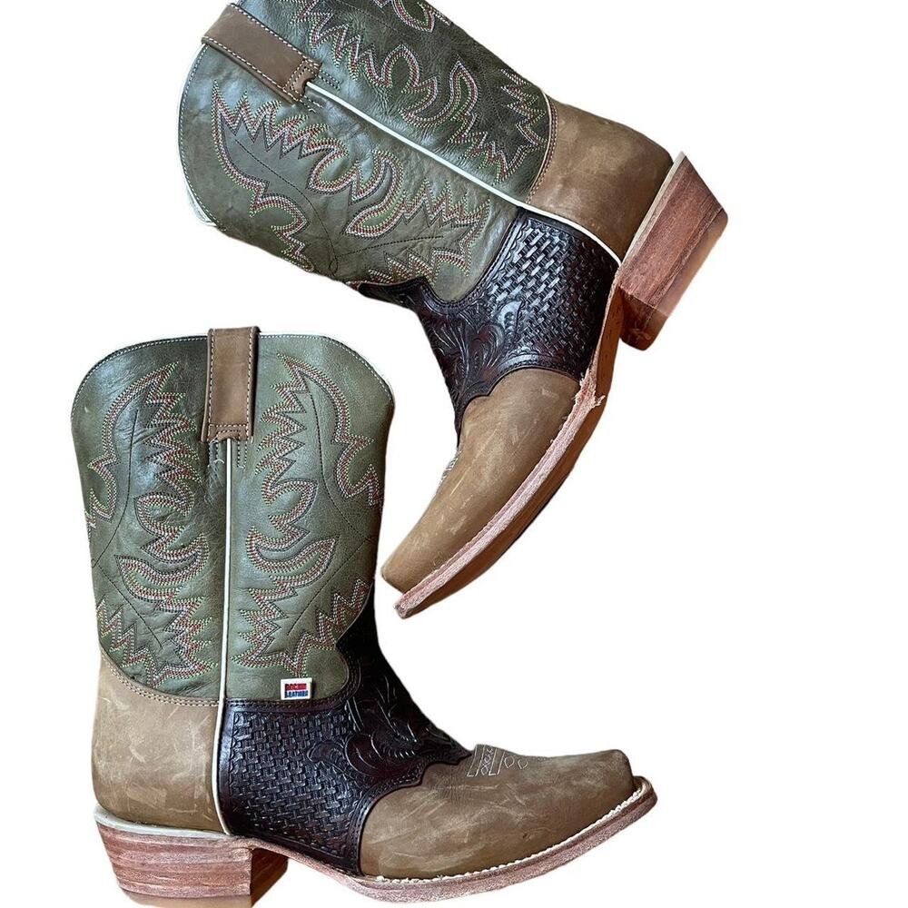 Rockin Leather Cowboy Boots Mens Size 8 Leather Western Cowboy Country - Picture 2 of 5